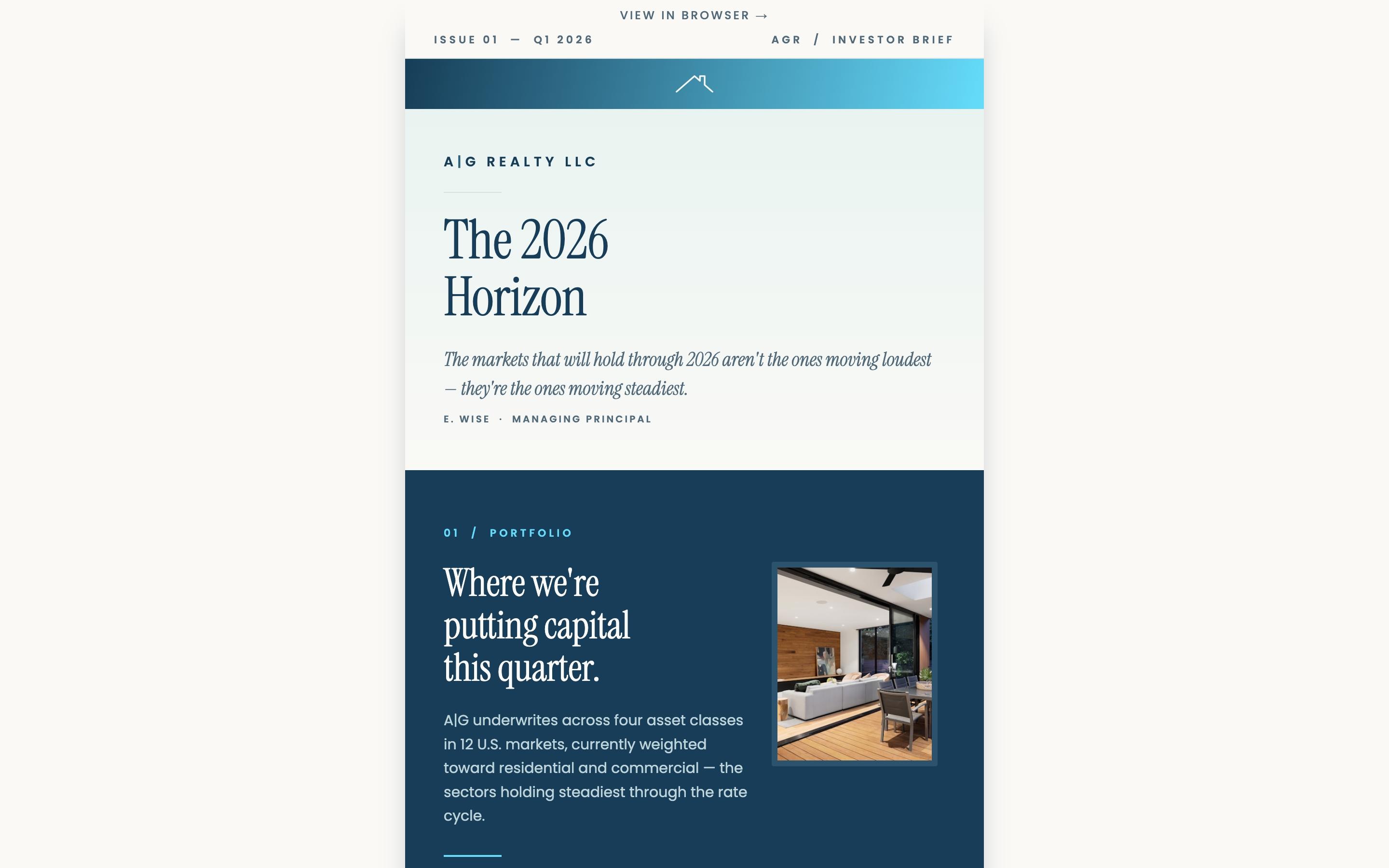 Screenshot of A|G Realty — The 2026 Investor Briefing